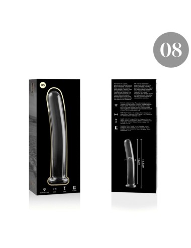 NEBULA SERIES BY IBIZA - MODELLO 8 DILDO IN VETRO BOROSILICATO TRASPARENTE 14.5 CM -O- 2 CM