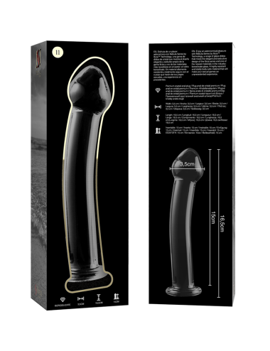 NEBULA SERIES BY IBIZA - MODELLO 11 DILDO IN VETRO BOROSILICATO TRASPARENTE 16 CM -O- 3 CM
