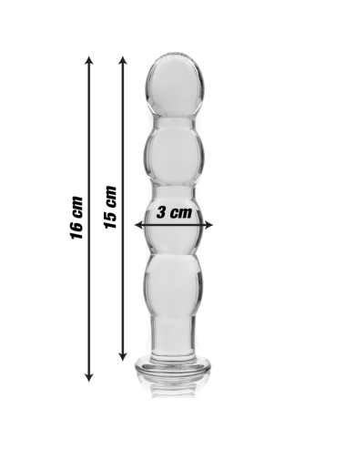 NEBULA SERIES BY IBIZA - MODELLO 10 DILDO IN VETRO BOROSILICATO TRASPARENTE 16.5 CM -O- 3.5 CM