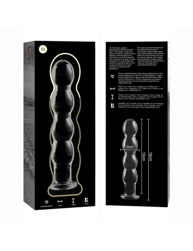 NEBULA SERIES BY IBIZA - MODELLO 10 DILDO IN VETRO BOROSILICATO TRASPARENTE 16.5 CM -O- 3.5 CM