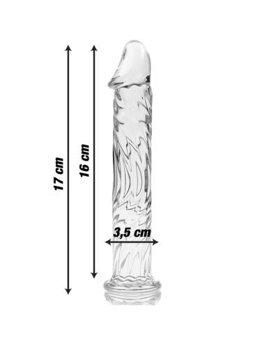 NEBULA SERIES BY IBIZA - MODELLO 12 DILDO IN VETRO BOROSILICATO TRASPARENTE 17 CM -O- 3.5 CM