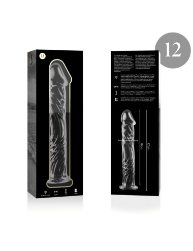NEBULA SERIES BY IBIZA - MODELLO 12 DILDO IN VETRO BOROSILICATO TRASPARENTE 17 CM -O- 3.5 CM