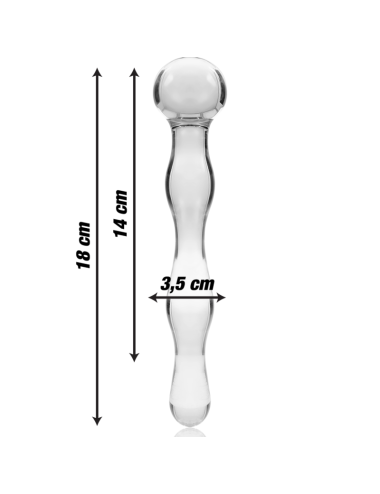 NEBULA SERIES BY IBIZA - MODELLO 13 DILDO IN VETRO BOROSILICATO TRASPARENTE 18 CM -O- 3.5 CM