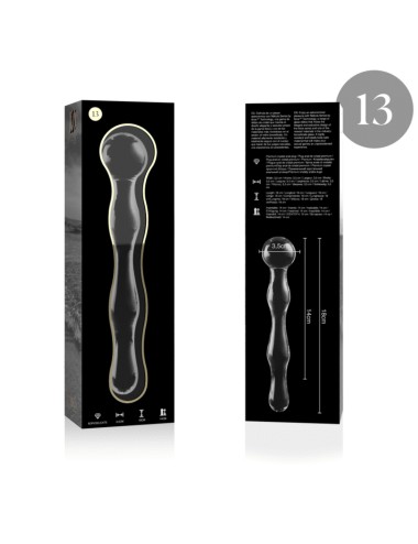 NEBULA SERIES BY IBIZA - MODELLO 13 DILDO IN VETRO BOROSILICATO TRASPARENTE 18 CM -O- 3.5 CM