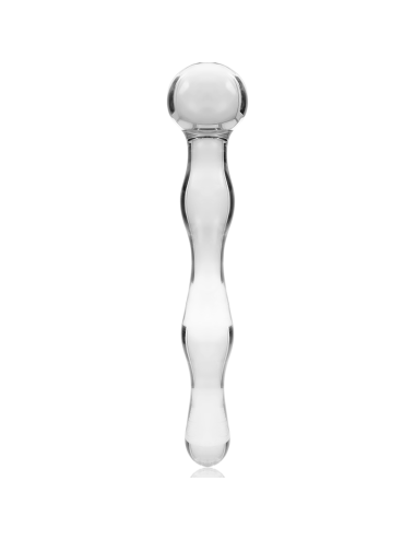 NEBULA SERIES BY IBIZA - MODELLO 13 DILDO IN VETRO BOROSILICATO TRASPARENTE 18 CM -O- 3.5 CM