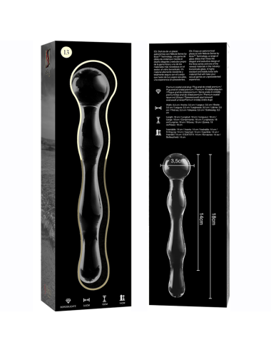 NEBULA SERIES BY IBIZA - MODELLO 13 DILDO IN VETRO BOROSILICATO TRASPARENTE 18 CM -O- 3.5 CM