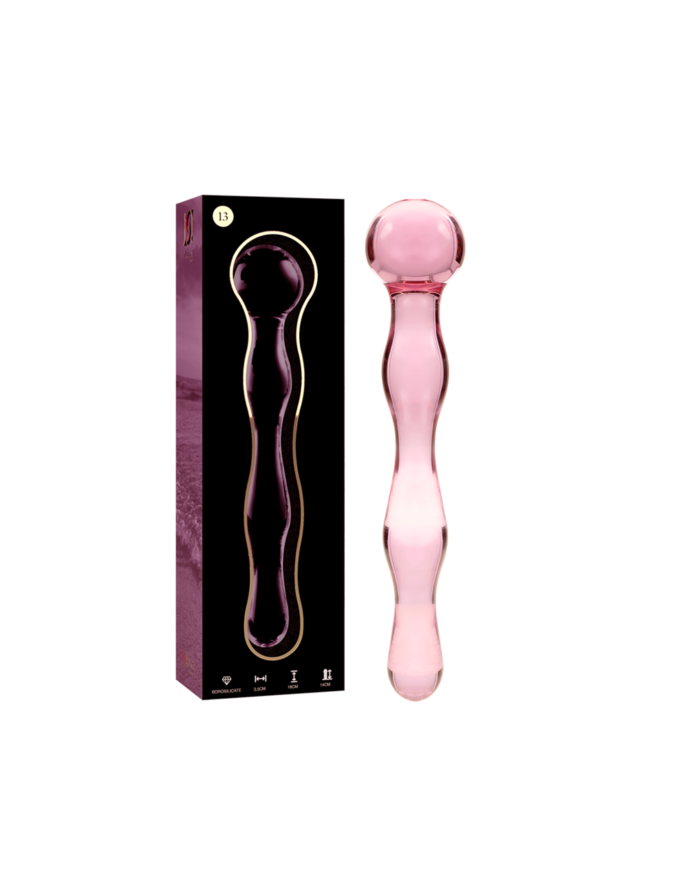 NEBULA SERIES BY IBIZA - MODELLO 13 DILDO IN VETRO BOROSILICATO ROSA 18 CM -O- 3.5 CM