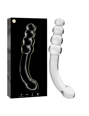 NEBULA SERIES BY IBIZA - MODELLO 14 DILDO IN VETRO BOROSILICATO TRASPARENTE 18.5 CM -O- 3 CM