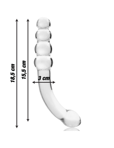 NEBULA SERIES BY IBIZA - MODELLO 14 DILDO IN VETRO BOROSILICATO TRASPARENTE 18.5 CM -O- 3 CM