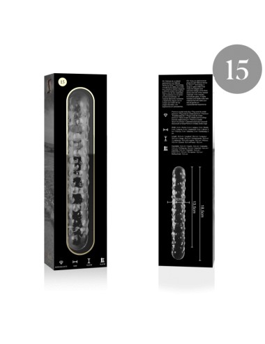NEBULA SERIES BY IBIZA - MODELLO 15 DILDO IN VETRO BOROSILICATO TRASPARENTE 18.5 CM -O- 3 CM