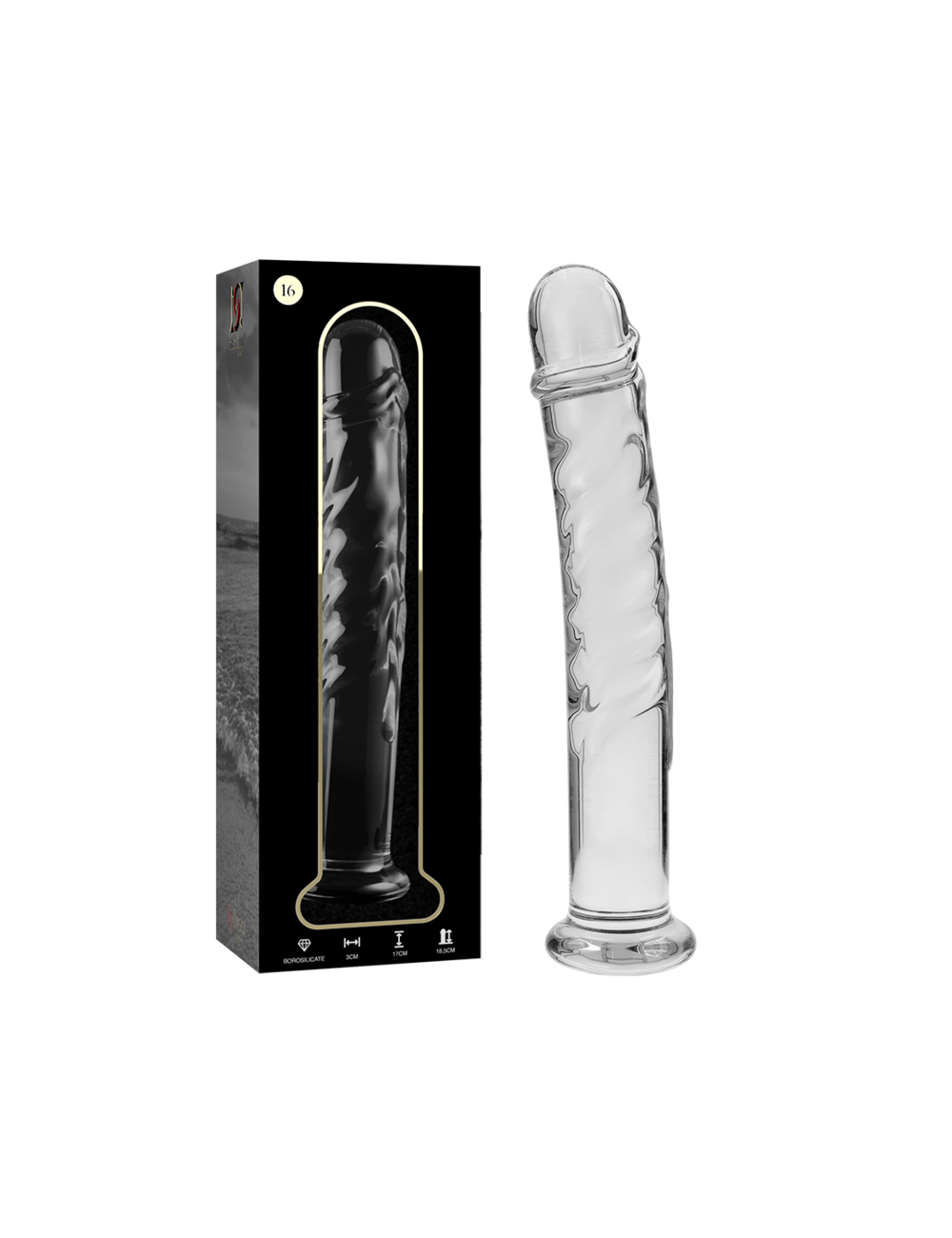 NEBULA SERIES BY IBIZA - MODELLO 16 DILDO IN VETRO BOROSILICATO TRASPARENTE 18.5 CM -O- 3 CM NEBULA SERIES BY IBIZA - MODELLO 16 DILDO IN VETRO BOROSILICATO TRASPARENTE 18.5 CM -O- 3 CM