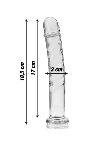 NEBULA SERIES BY IBIZA - MODELLO 16 DILDO IN VETRO BOROSILICATO TRASPARENTE 18.5 CM -O- 3 CM
