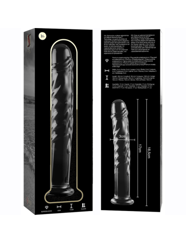 NEBULA SERIES BY IBIZA - MODELLO 16 DILDO IN VETRO BOROSILICATO TRASPARENTE 18.5 CM -O- 3 CM