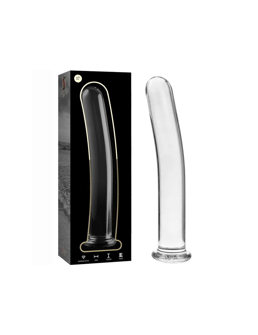 NEBULA SERIES BY IBIZA - MODELLO 17 DILDO IN VETRO BOROSILICATO TRASPARENTE 18.5 CM -O- 3 CM NEBULA SERIES BY IBIZA - MODELLO 17 DILDO IN VETRO BOROSILICATO TRASPARENTE 18.5 CM -O- 3 CM