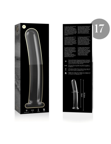 NEBULA SERIES BY IBIZA - MODELLO 17 DILDO IN VETRO BOROSILICATO TRASPARENTE 18.5 CM -O- 3 CM