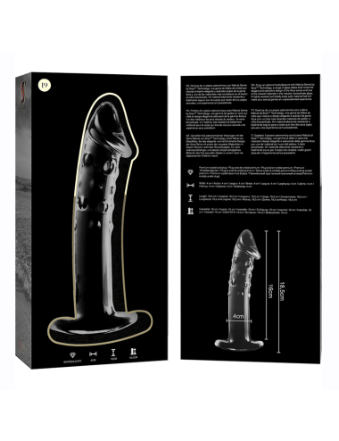NEBULA SERIES BY IBIZA - MODELLO 19 DILDO IN VETRO BOROSILICATO TRASPARENTE 18.5 CM -O- 4 CM