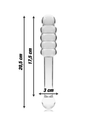 NEBULA SERIES BY IBIZA - MODELLO 20 DILDO IN VETRO BOROSILICATO TRASPARENTE 20.5 CM -O- 3 CM