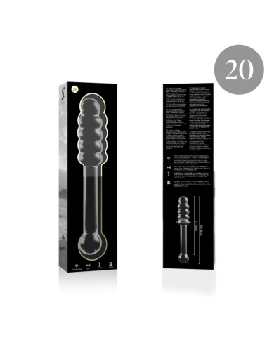 NEBULA SERIES BY IBIZA - MODELLO 20 DILDO IN VETRO BOROSILICATO TRASPARENTE 20.5 CM -O- 3 CM