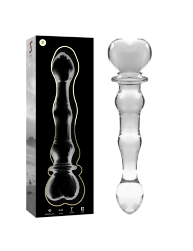 NEBULA SERIES BY IBIZA - MODELLO 21 DILDO IN VETRO BOROSILICATO TRASPARENTE 20.5 CM -O- 3.5 CM