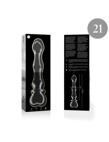 NEBULA SERIES BY IBIZA - MODELLO 21 DILDO IN VETRO BOROSILICATO TRASPARENTE 20.5 CM -O- 3.5 CM