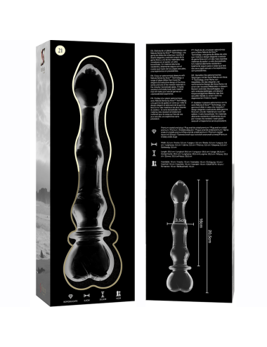 NEBULA SERIES BY IBIZA - MODELLO 21 DILDO IN VETRO BOROSILICATO TRASPARENTE 20.5 CM -O- 3.5 CM