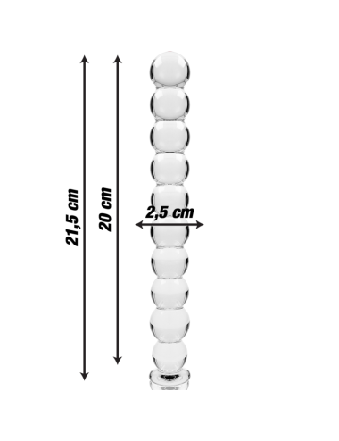 NEBULA SERIES BY IBIZA - MODELLO 22 DILDO IN VETRO BOROSILICATO TRASPARENTE 21.5 CM -O- 2.5 CM
