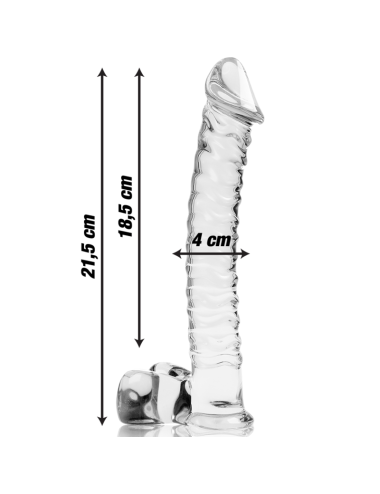 NEBULA SERIES BY IBIZA - MODELLO 23 DILDO IN VETRO BOROSILICATO TRASPARENTE 21.5 CM -O- 4 CM