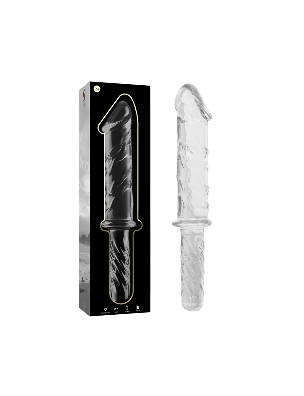 NEBULA SERIES BY IBIZA - MODELLO 24 DILDO IN VETRO BOROSILICATO TRASPARENTE 28.5 CM -O- 5 CM NEBULA SERIES BY IBIZA - MODELLO 24 DILDO IN VETRO BOROSILICATO TRASPARENTE 28.5 CM -O- 5 CM