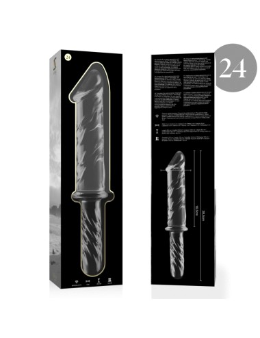 NEBULA SERIES BY IBIZA - MODELLO 24 DILDO IN VETRO BOROSILICATO TRASPARENTE 28.5 CM -O- 5 CM