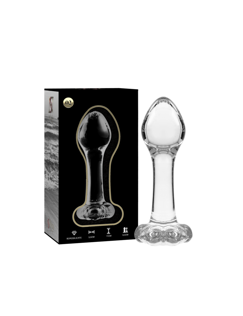 NEBULA SERIES BY IBIZA - MODELLO 2 PLUG ANALE VETRO BOROSILICATO TRASPARENTE 11 CM -O- 3.5 CM