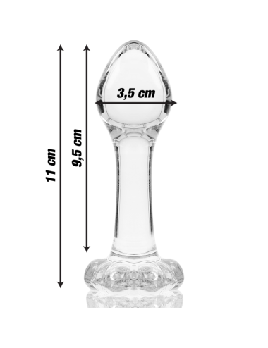 NEBULA SERIES BY IBIZA - MODELLO 2 PLUG ANALE VETRO BOROSILICATO TRASPARENTE 11 CM -O- 3.5 CM