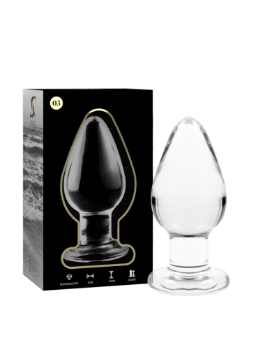 NEBULA SERIES BY IBIZA - MODELLO 3 PLUG ANALE VETRO BOROSILICATO TRASPARENTE 11 CM -O- 5 CM