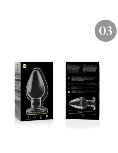 NEBULA SERIES BY IBIZA - MODELLO 3 PLUG ANALE VETRO BOROSILICATO TRASPARENTE 11 CM -O- 5 CM