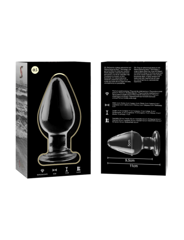 NEBULA SERIES BY IBIZA - MODELLO 3 PLUG ANALE VETRO BOROSILICATO TRASPARENTE 11 CM -O- 5 CM