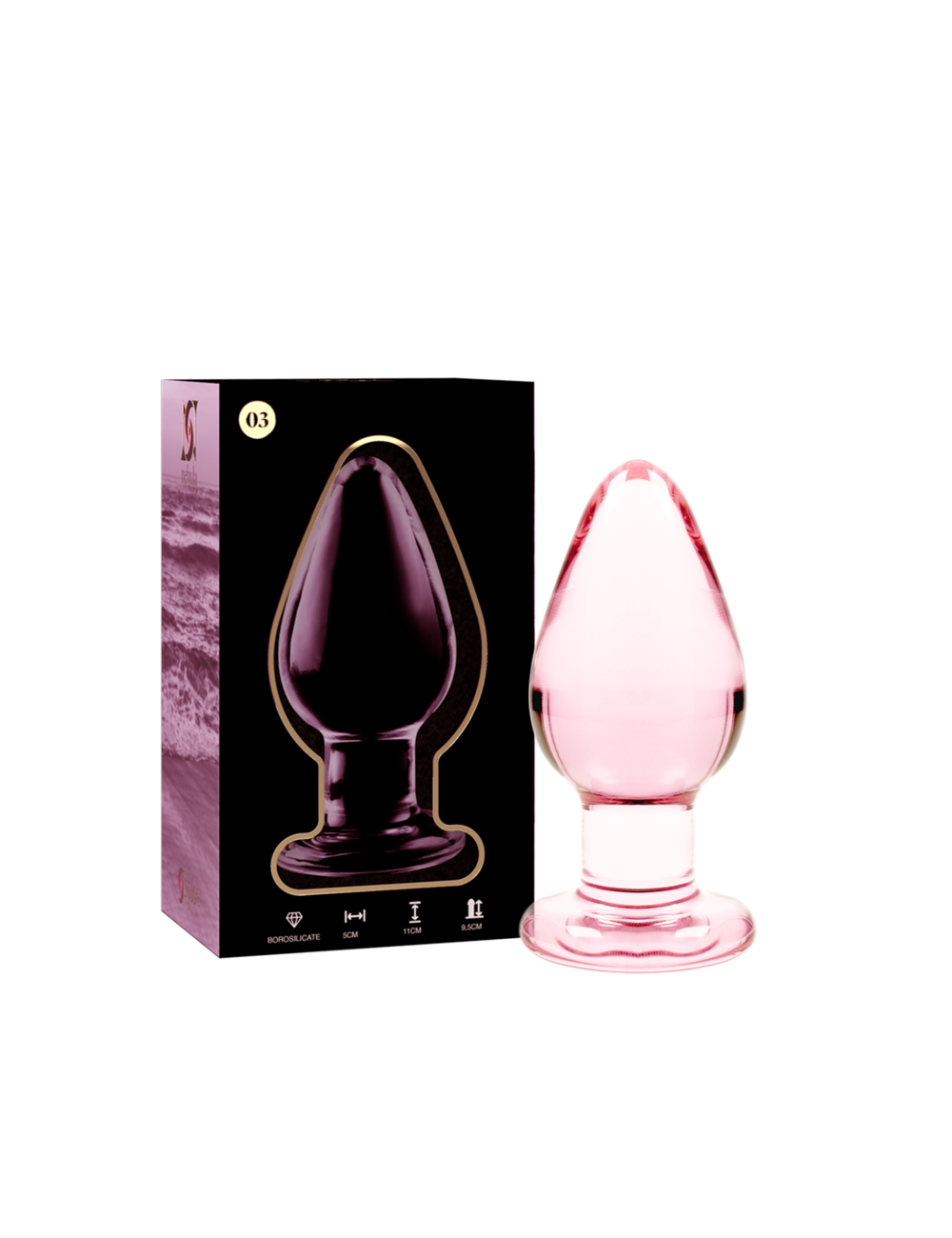 NEBULA SERIES BY IBIZA - MODELLO 3 PLUG ANALE VETRO BOROSILICATO ROSA 11 CM -O- 5 CM