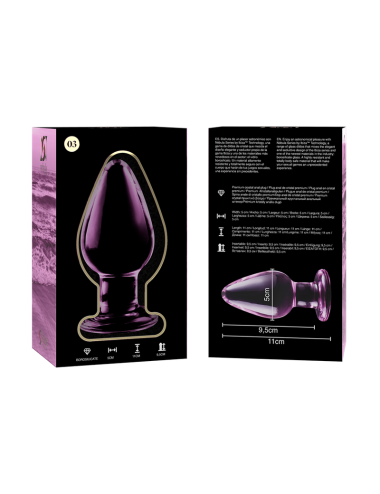 NEBULA SERIES BY IBIZA - MODELLO 3 PLUG ANALE VETRO BOROSILICATO ROSA 11 CM -O- 5 CM