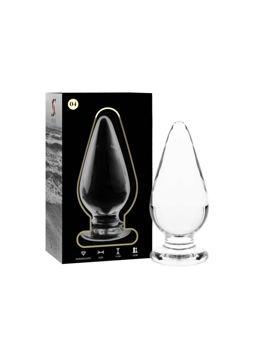 NEBULA SERIES BY IBIZA - MODELLO 4 PLUG ANALE VETRO BOROSILICATO TRASPARENTE 11 CM -O- 5 CM