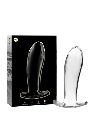 NEBULA SERIES BY IBIZA - MODELLO 5 PLUG ANALE VETRO BOROSILICATO TRASPARENTE 12.5 CM -O- 3.5 CM