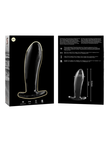 NEBULA SERIES BY IBIZA - MODELLO 5 PLUG ANALE VETRO BOROSILICATO TRASPARENTE 12.5 CM -O- 3.5 CM