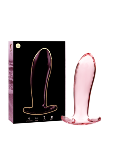 NEBULA SERIES BY IBIZA - MODELLO 5 PLUG ANALE VETRO BOROSILICATO ROSA 12.5 CM -O- 3.5 CM