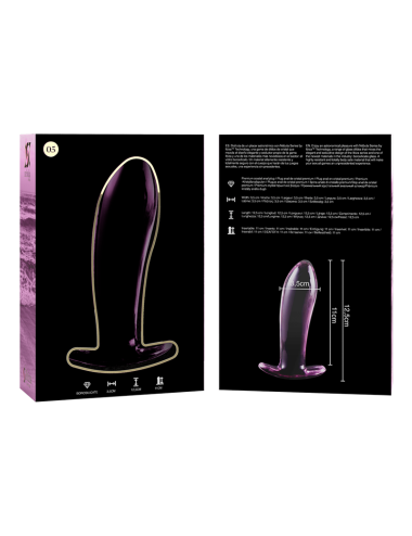 NEBULA SERIES BY IBIZA - MODELLO 5 PLUG ANALE VETRO BOROSILICATO ROSA 12.5 CM -O- 3.5 CM