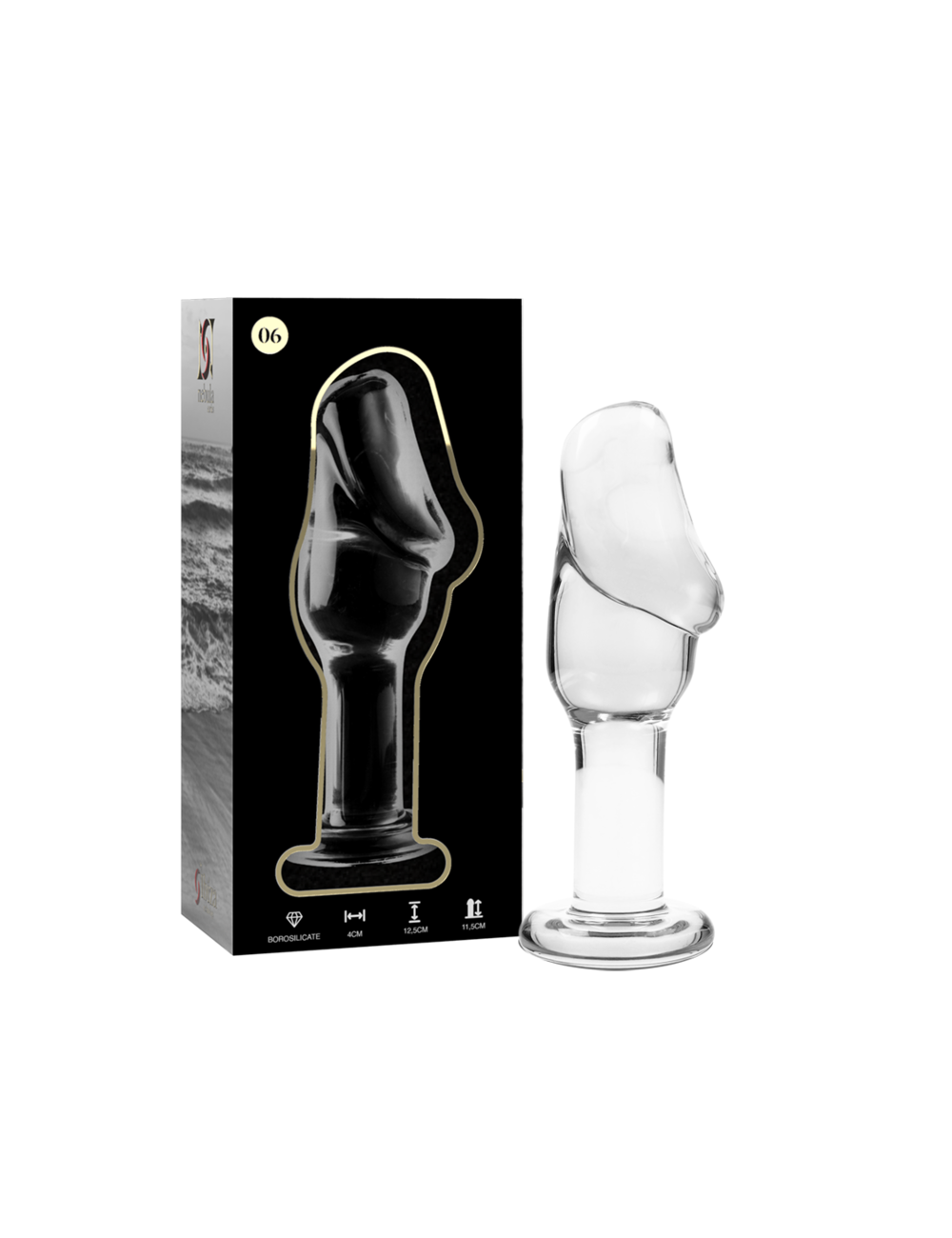 NEBULA SERIES BY IBIZA - MODELLO 6 PLUG ANALE VETRO BOROSILICATO TRASPARENTE 12.5 CM -O- 4 CM