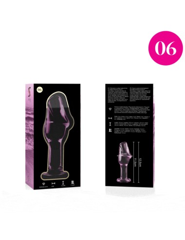 NEBULA SERIES BY IBIZA - MODELLO 6 PLUG ANALE VETRO BOROSILICATO ROSA 12.5 CM -O- 4 CM