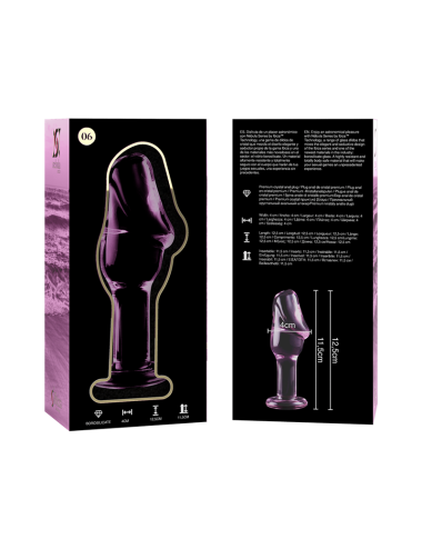 NEBULA SERIES BY IBIZA - MODELLO 6 PLUG ANALE VETRO BOROSILICATO ROSA 12.5 CM -O- 4 CM