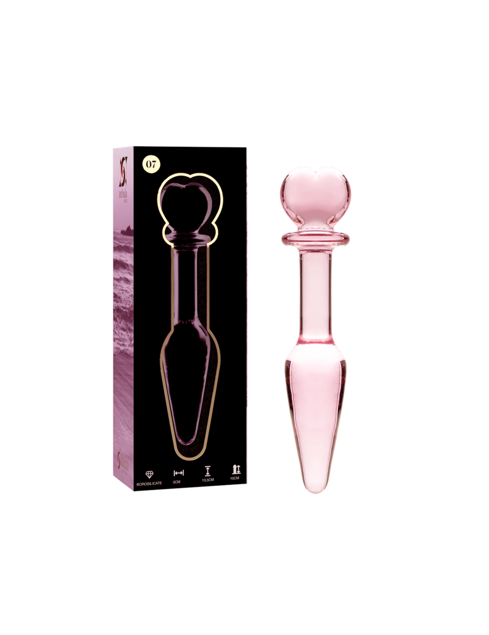 NEBULA SERIES BY IBIZA - MODELLO 7 PLUG ANALE VETRO BOROSILICATO ROSA 13.5 CM -O- 3 CM NEBULA SERIES BY IBIZA - MODELLO 7 PLUG ANALE VETRO BOROSILICATO ROSA 13.5 CM -O- 3 CM