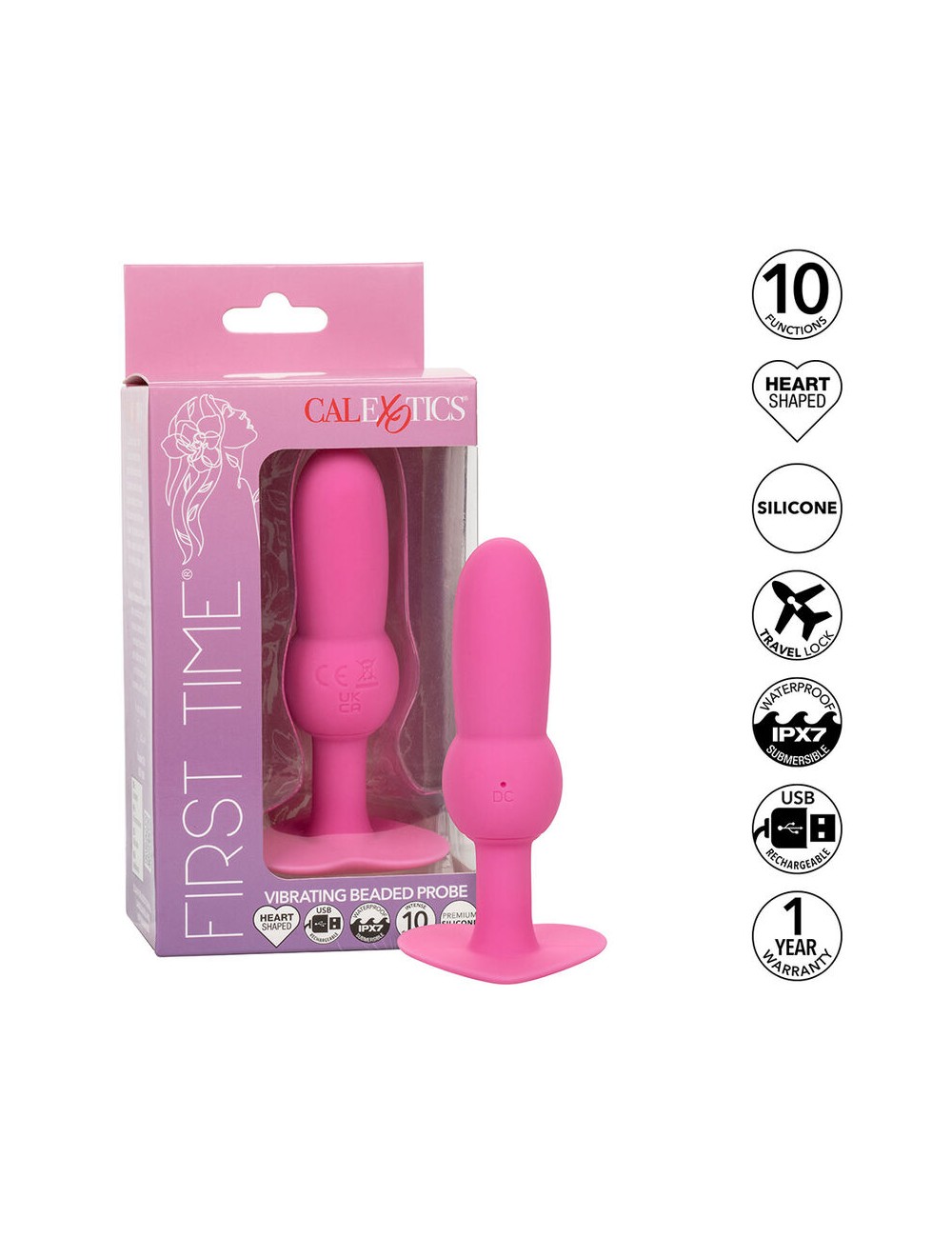 CALEXOTICS - FIRST TIME PLUG ANALE SONDA PERLINE 10 VIBRAZIONI ROSA