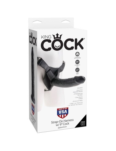 KING COCK - IMBRACATURA PER CAZZO KING CON PENE NERO REALISTICO 22,9 CM