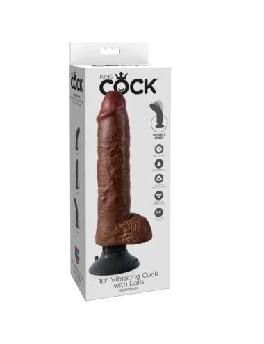 KING COCK - DILDO VIBRATORE CON TESTICOLI 25.5 CM COLORE MARRONE