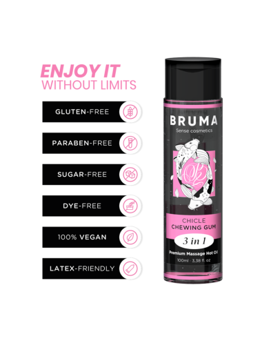 BRUMA - OLIO DA MASSAGGIO PREMIUM EFFETTO CALORE SAPORE GOMMA 3 IN 1 - 100 ML