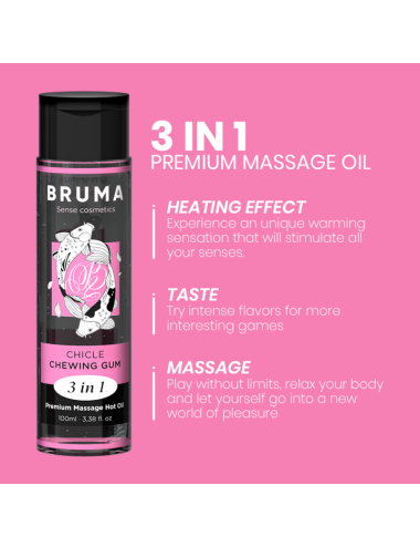 BRUMA - OLIO DA MASSAGGIO PREMIUM EFFETTO CALORE SAPORE GOMMA 3 IN 1 - 100 ML